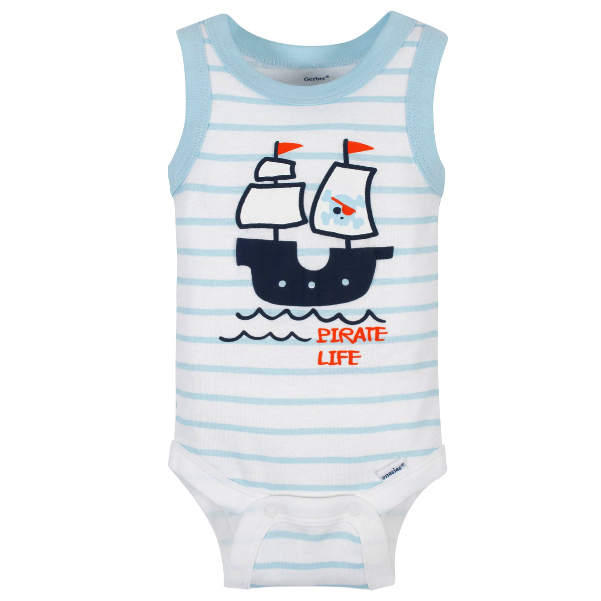 4-Pack Boys Pirate Tank Onesies Bodysuits, additional view 1