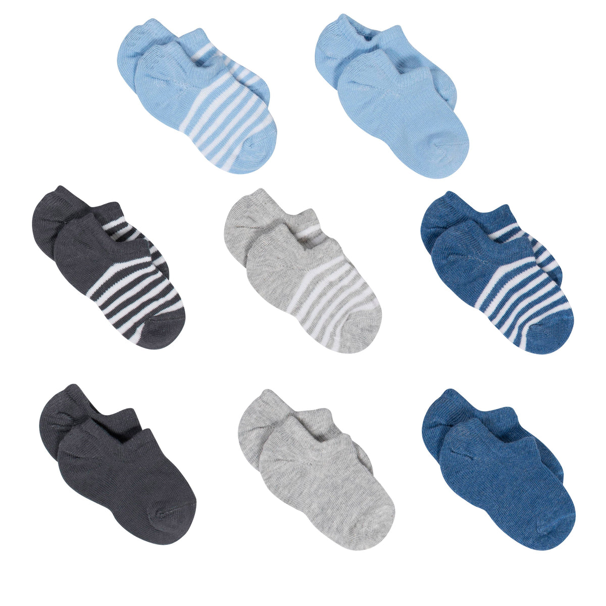 8-Pack Boys Stripes No Show Socks