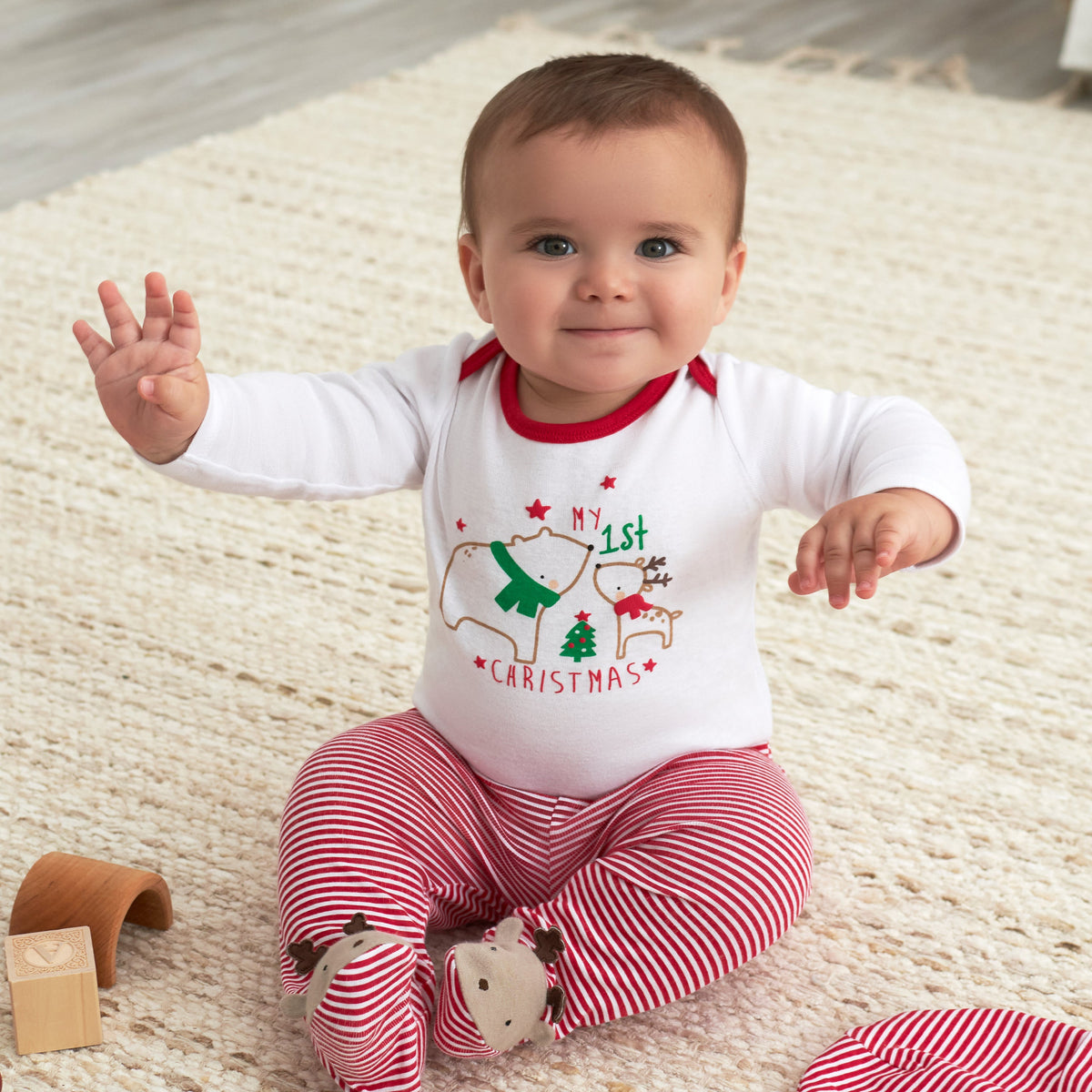 3-Piece Baby Polar Bear & Reindeer Onesies Bodysuit, Pants, & Cap Set, lifestyle photo 1