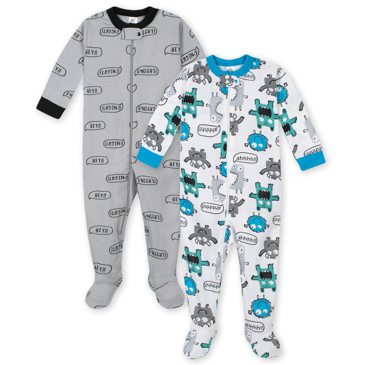 2-Pack Baby Boys Monster Footed Snug Fit Footed Pajamas