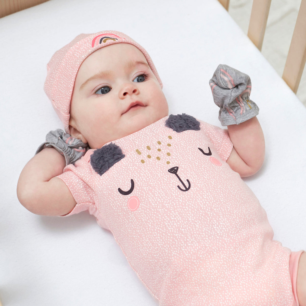 8-Pack Baby Girls Bear Short Sleeve Onesies Bodysuits, lifestyle photo 1