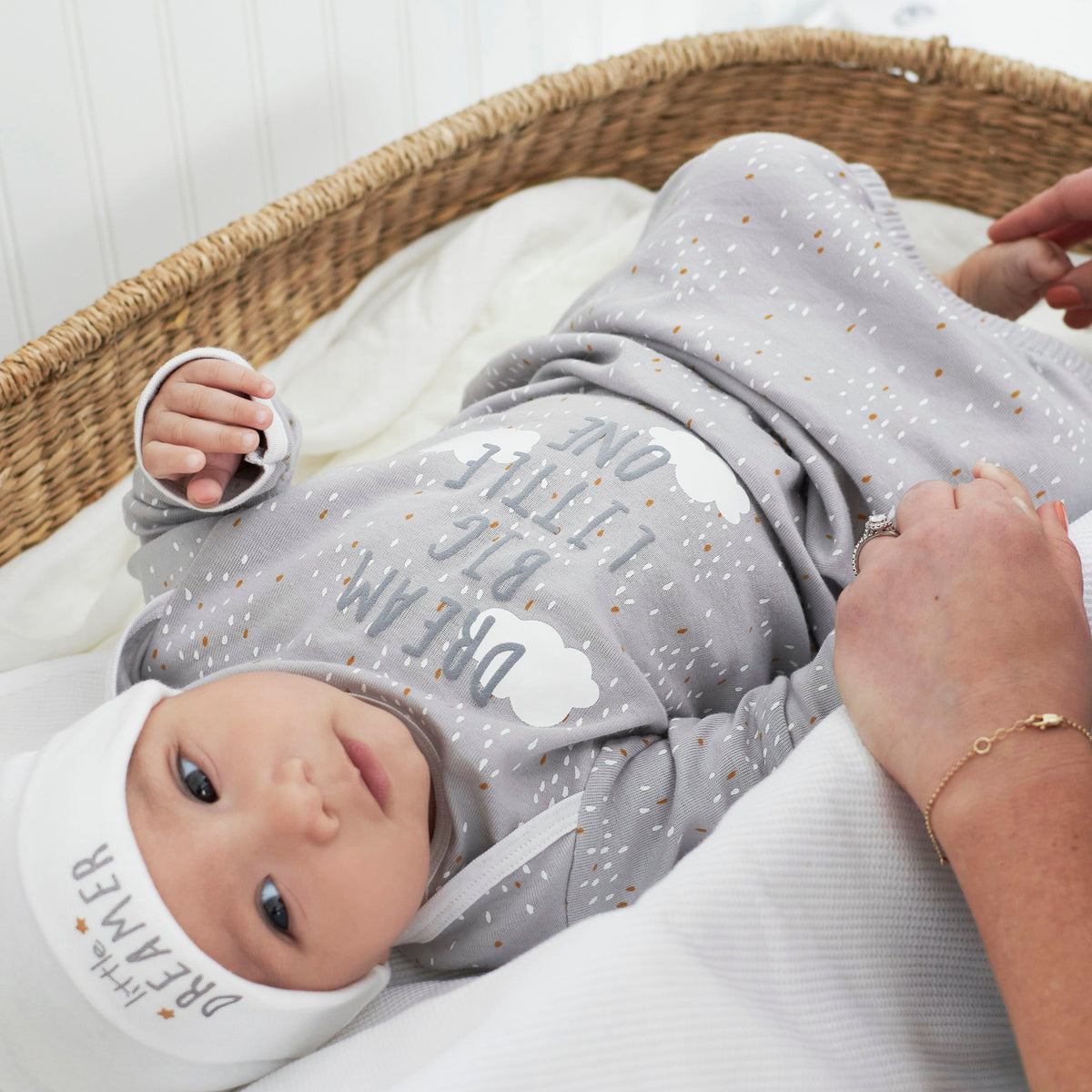4-Pack Baby Neutral Sheep Gowns, lifestyle photo 1