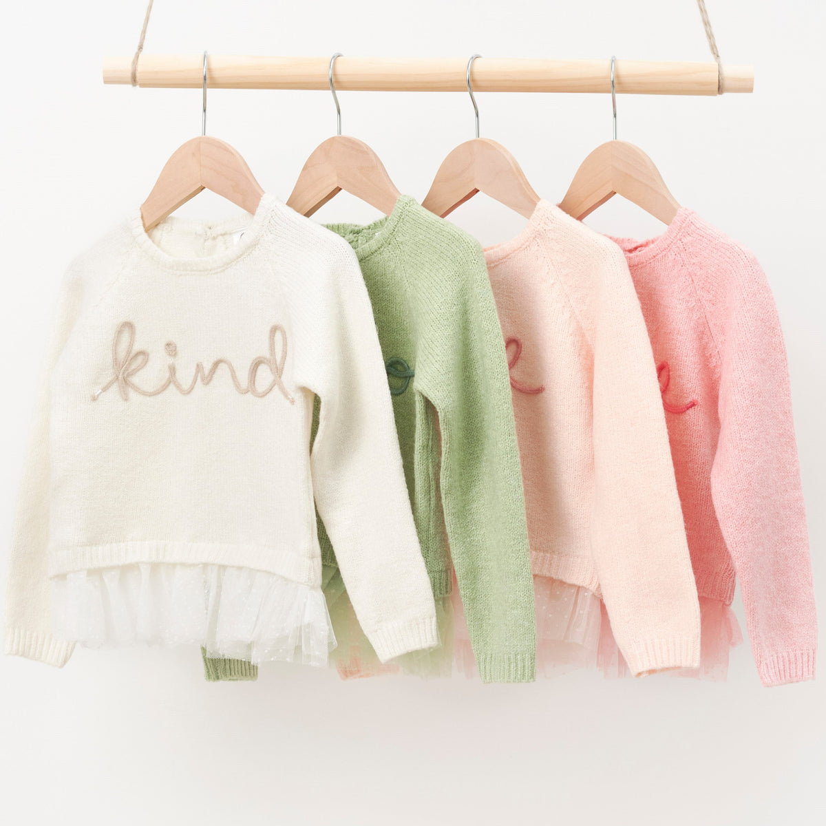 Infant & Toddler Girls Light Pink Sweater With Tulle Trim, view 7