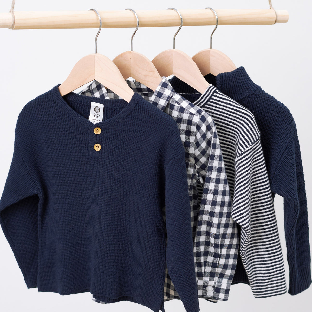 Infant & Toddler Boys Blue Henley Sweater, view 6