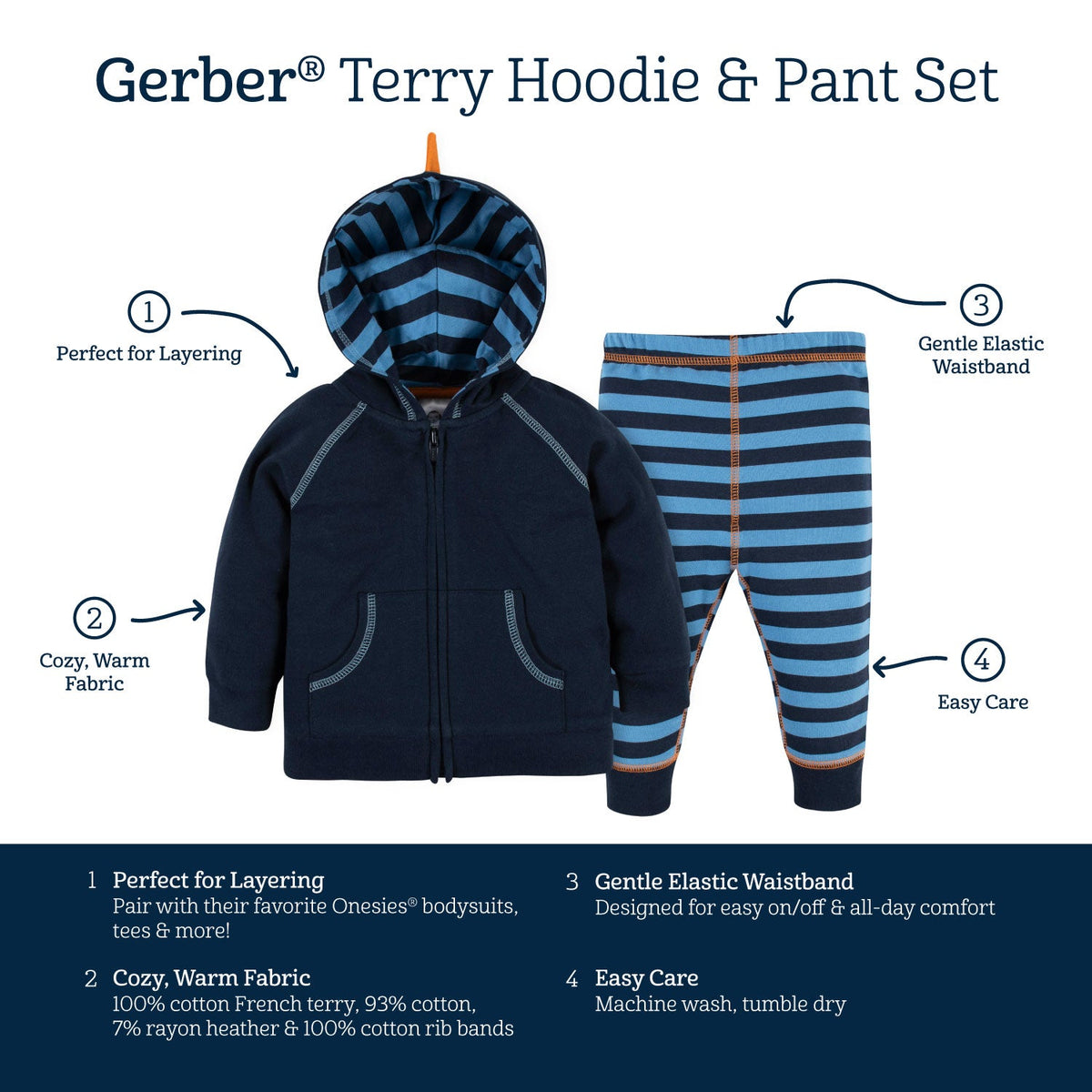 2-Piece Baby & Toddler Boys Dino Hoodie & Active Pant Set, view 8