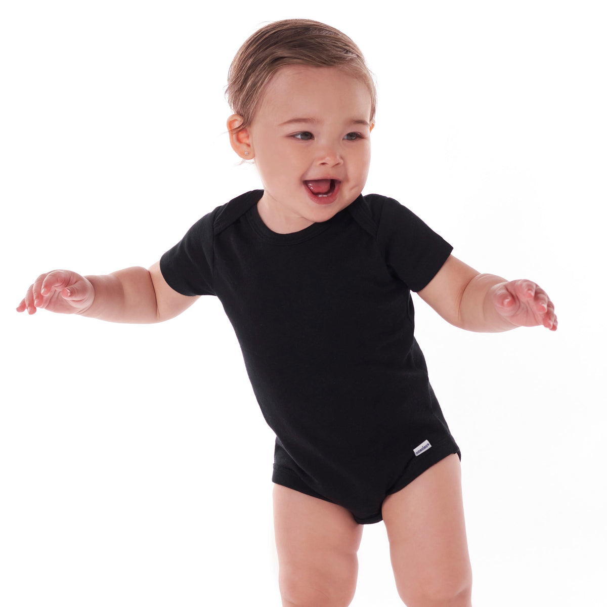 5-Pack Black Premium Short Sleeve Onesies Bodysuits, lifestyle photo 1