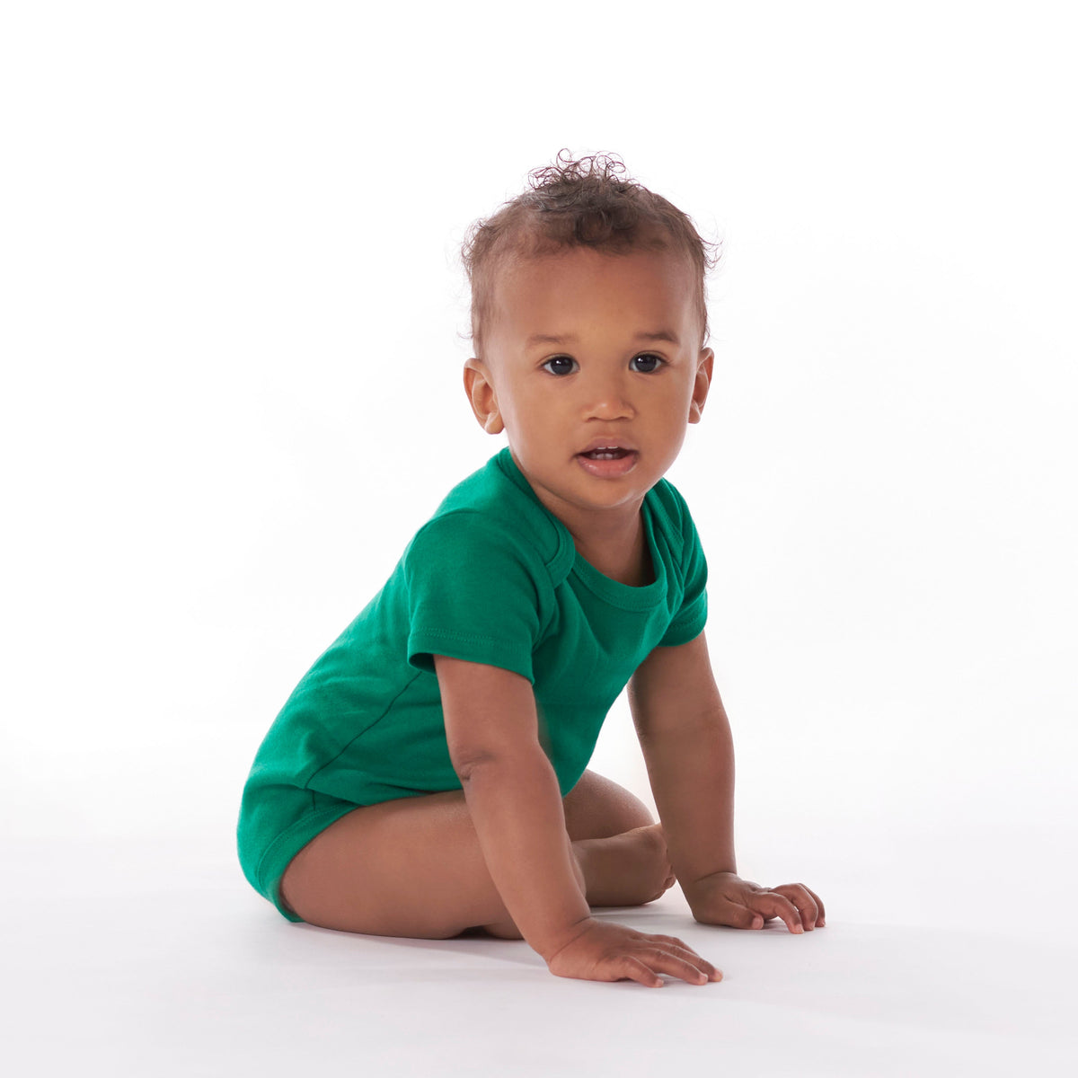 5-Pack Kelly Green Premium Short Sleeve Onesies Bodysuits, lifestyle photo 3