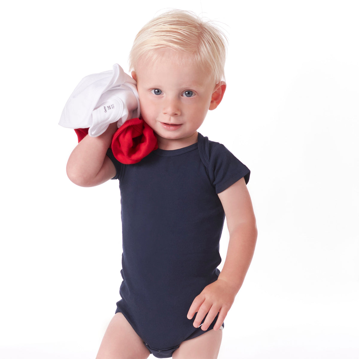 5-Pack Navy Premium Short Sleeve Onesies Bodysuits, lifestyle photo 6