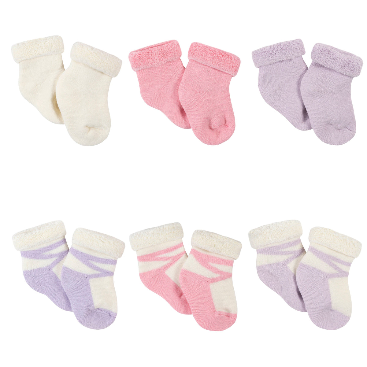 6-Pack Baby Girls Bunny Ballerina Wiggle-Proof Terry Bootie Socks