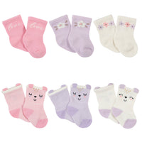 6-Pack Baby Girls Bunny Ballerina Wiggle-Proof™ Jersey Crew Socks