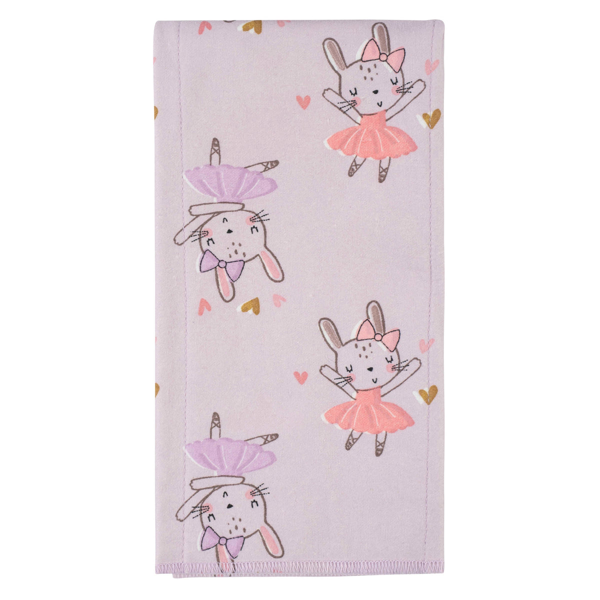 4-Pack Baby Girls Bunny Ballerina Flannel Burp Cloths, additional view 3