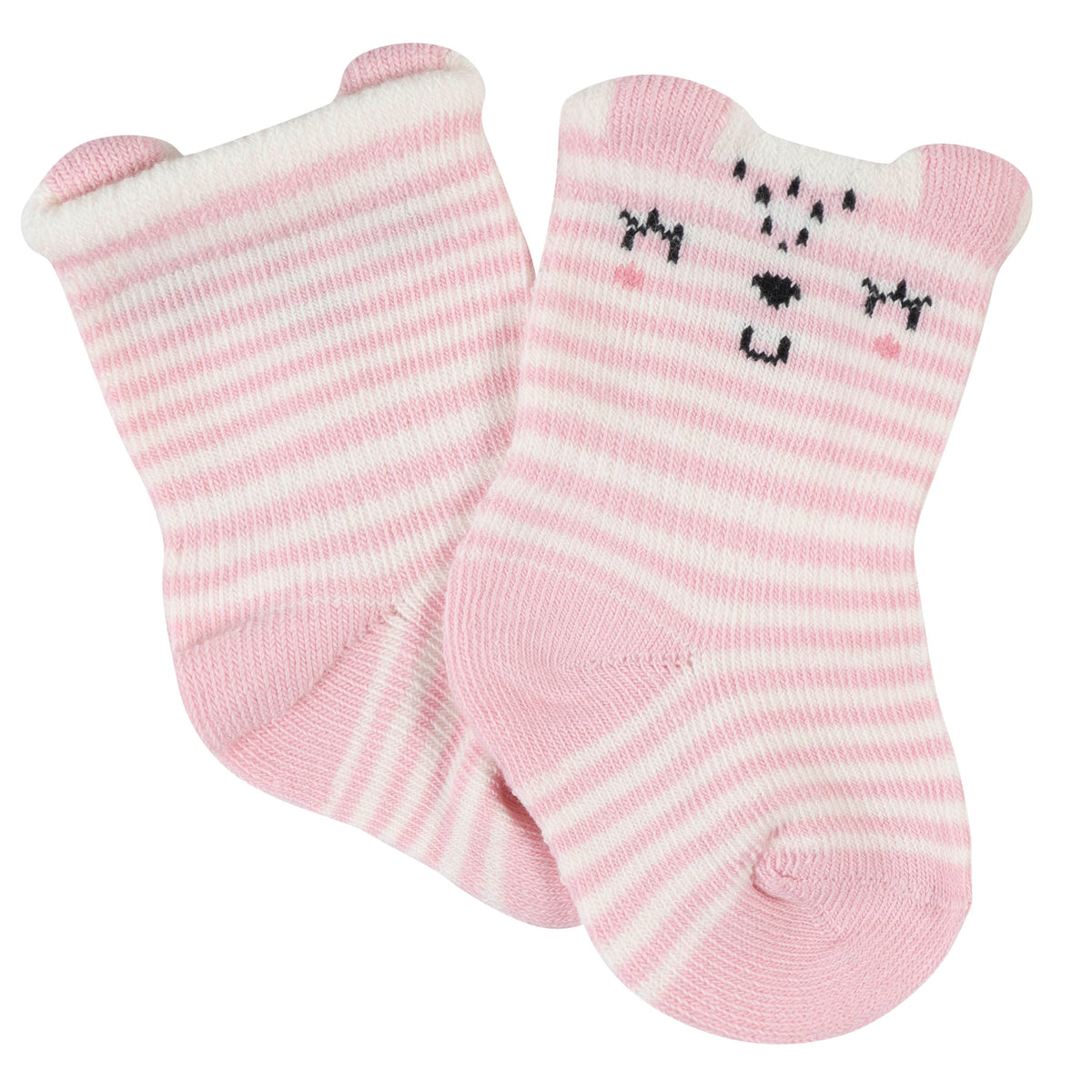 6-Pack Baby Girls Leopard Wiggle-Proof Jersey Crew Socks, additional view 2