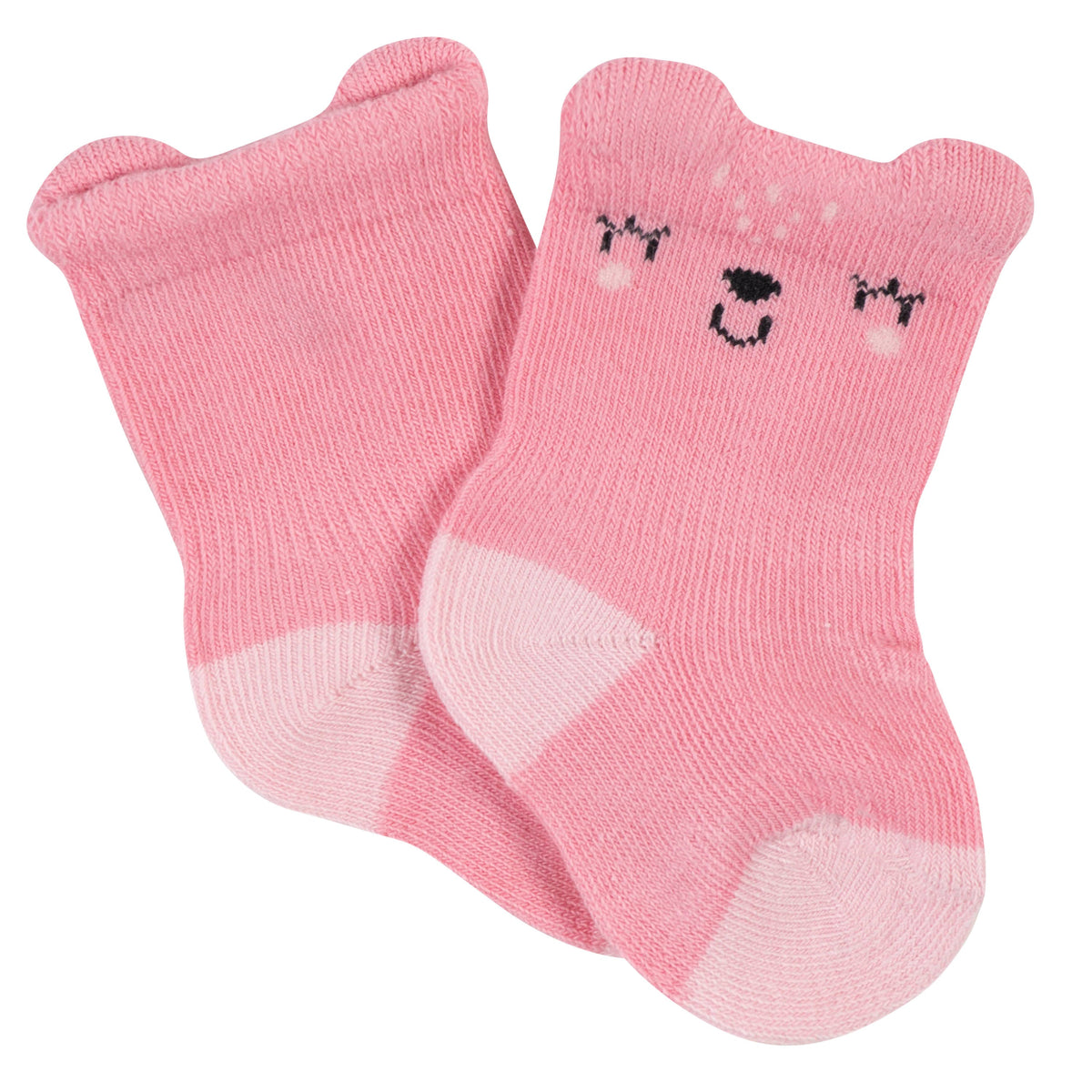 6-Pack Baby Girls Leopard Wiggle-Proof Jersey Crew Socks, additional view 3