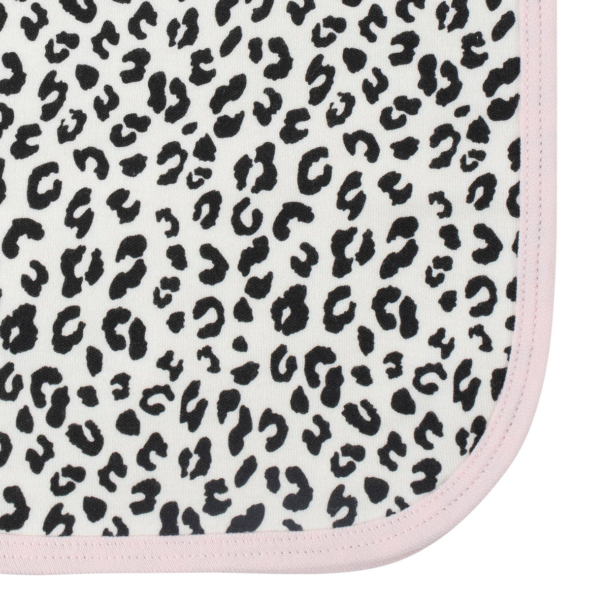 4-Pack Baby Girls Leopard Terry Burp Cloths, close-up detail 2