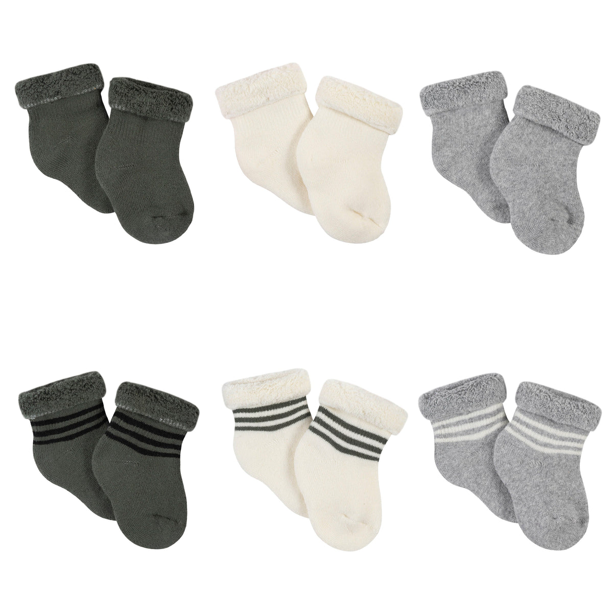 6-Pack Baby Boys Bear Wiggle-Proof Terry Bootie Socks