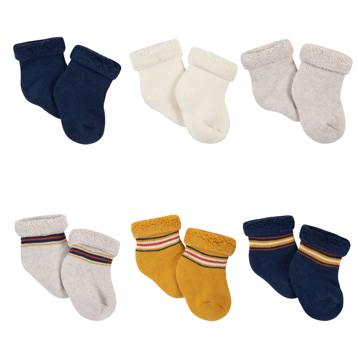 6-Pack Baby Boys Fox Wiggle-Proof Terry Bootie Socks