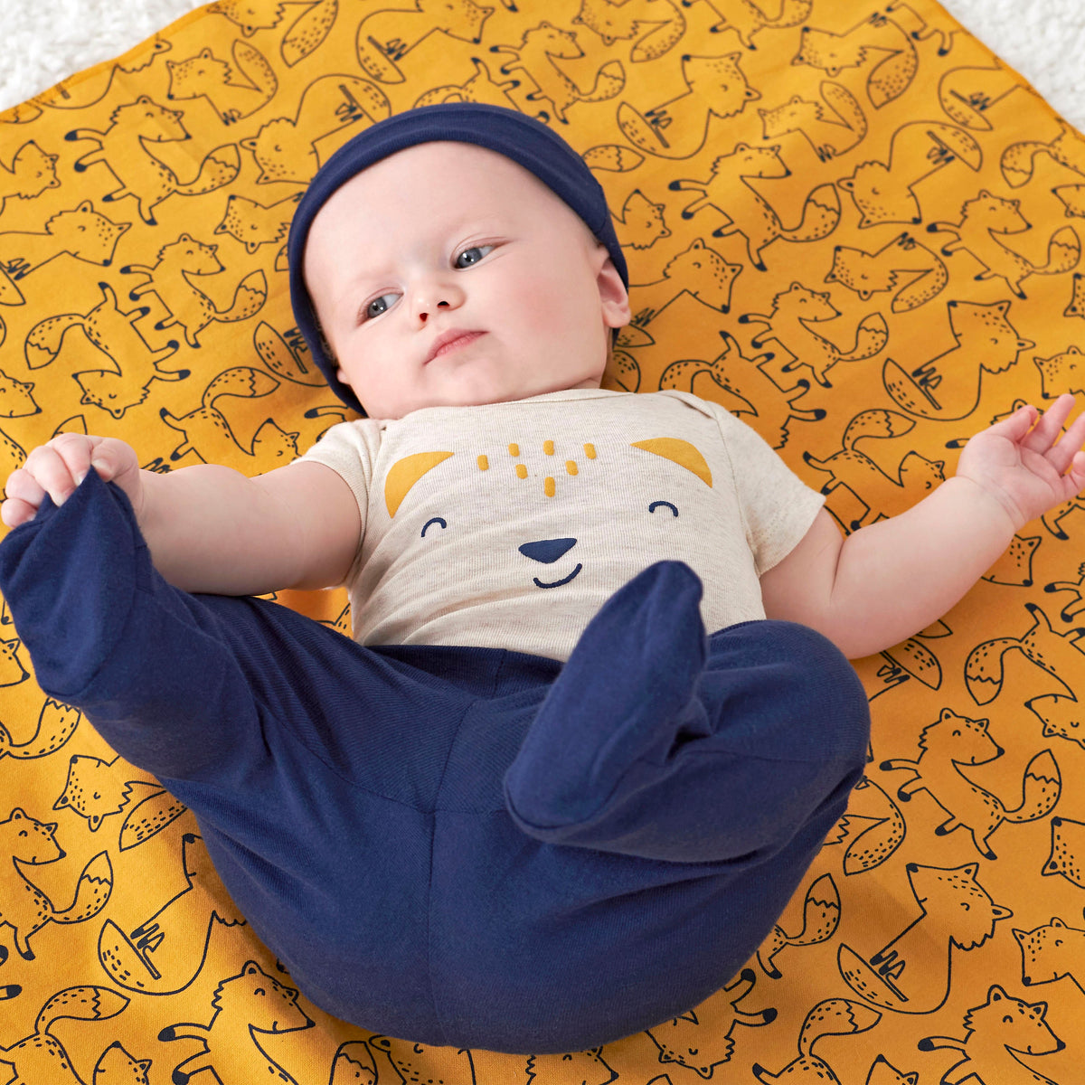 4-Pack Baby Boys Fox Flannel Receiving Blankets, lifestyle photo 1