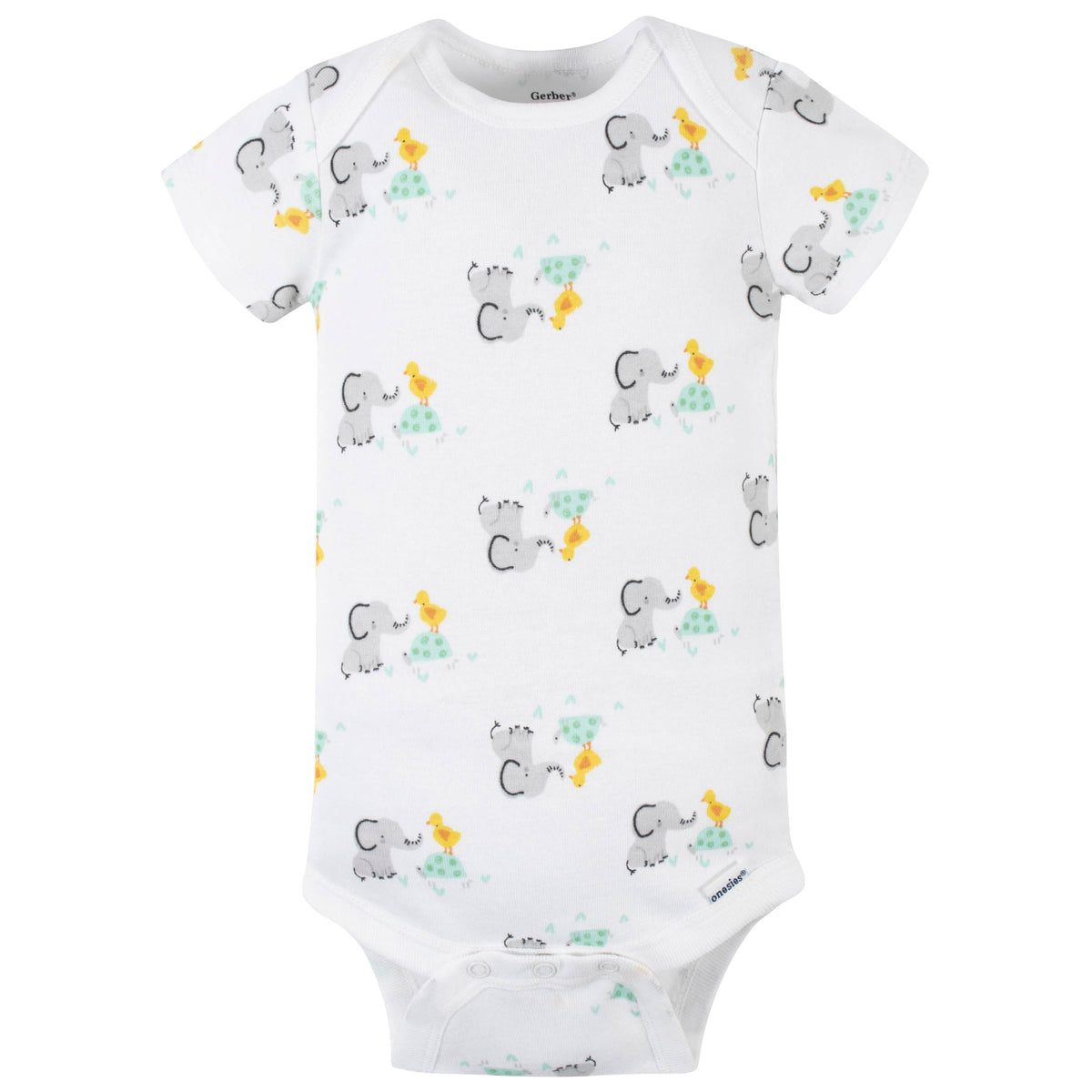 4-Pack Baby Neutral Baby Animals Short Sleeve Onesies Bodysuits, additional view 3