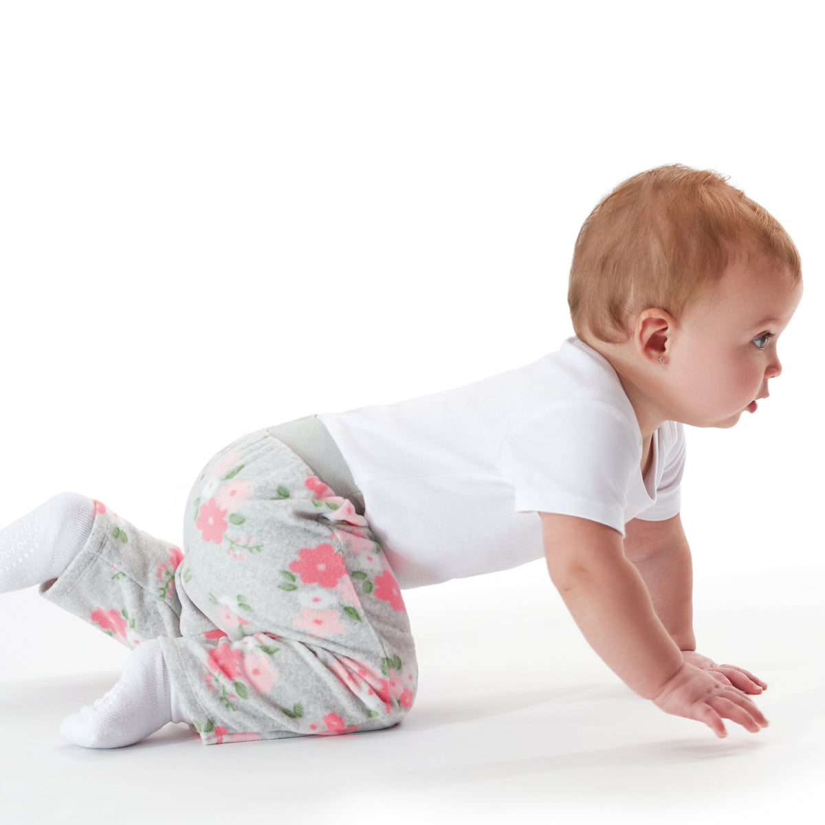 4-Pack Baby Girls Floral Microfleece Pants, lifestyle photo 1
