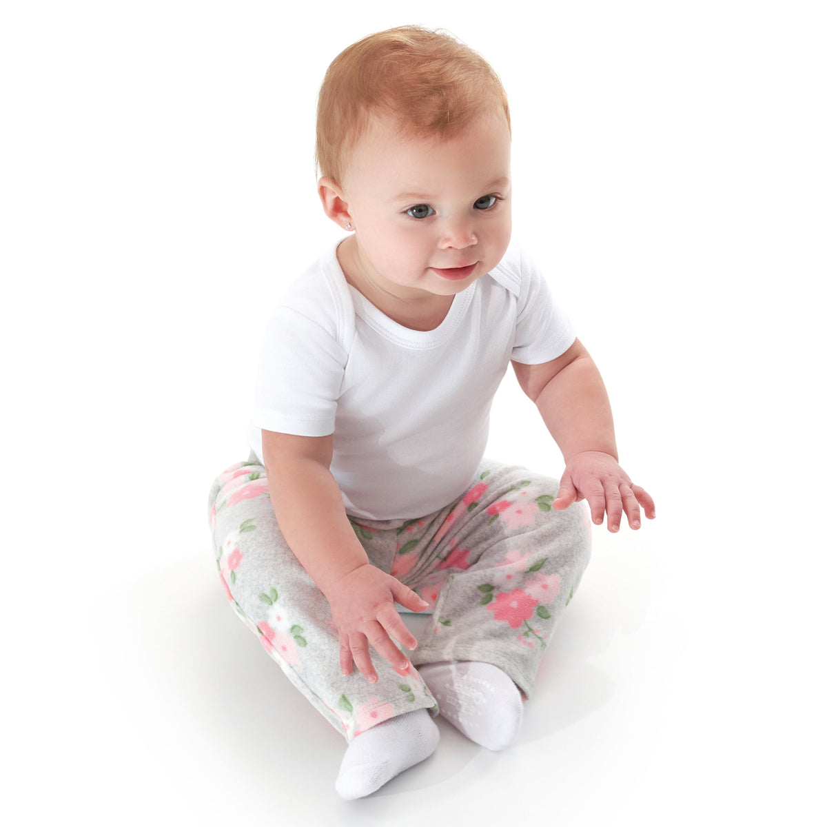 4-Pack Baby Girls Floral Microfleece Pants, lifestyle photo 4