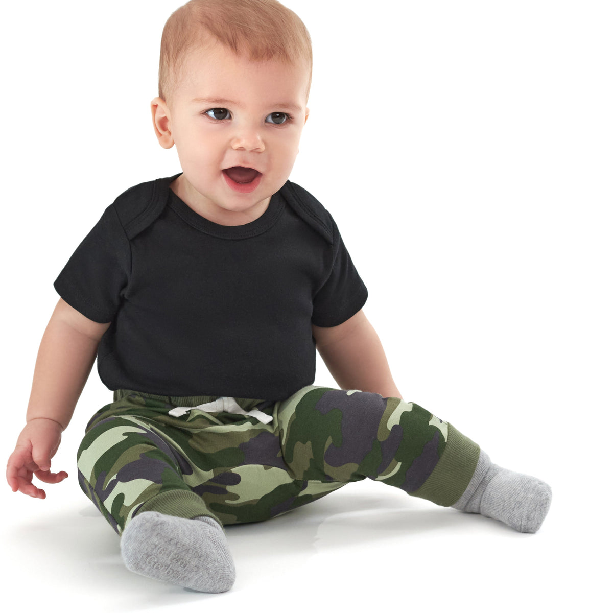 8-Pack Baby & Toddler Gray Heather Wiggle-Proof Jersey Crew Socks, lifestyle photo 1