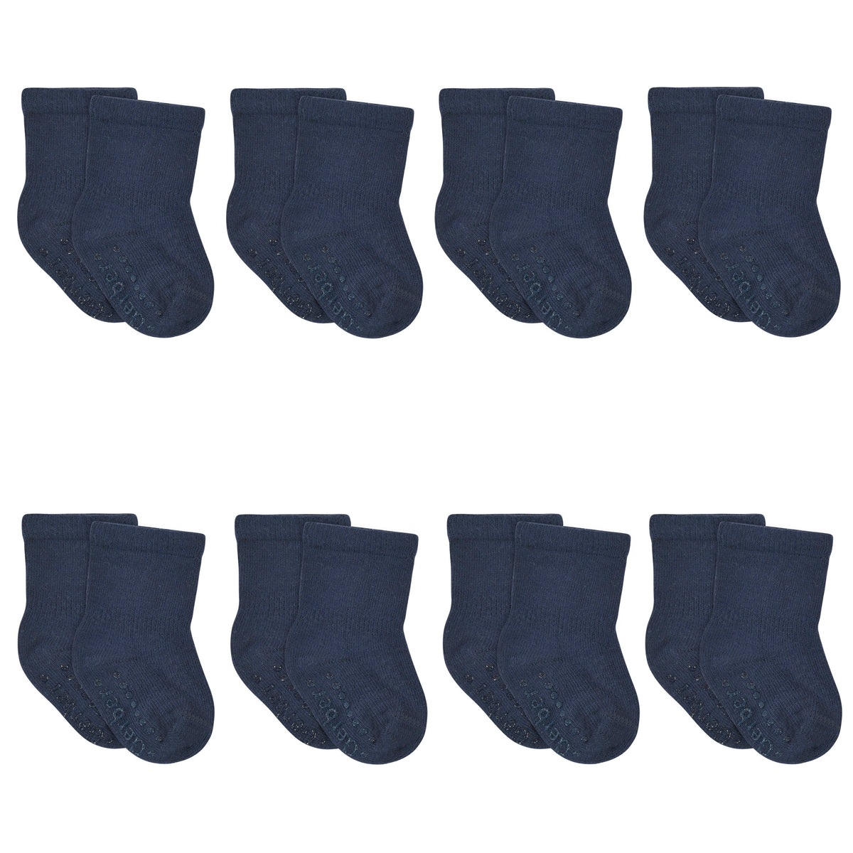 8-Pack Baby & Toddler Navy Wiggle-Proof Jersey Crew Socks