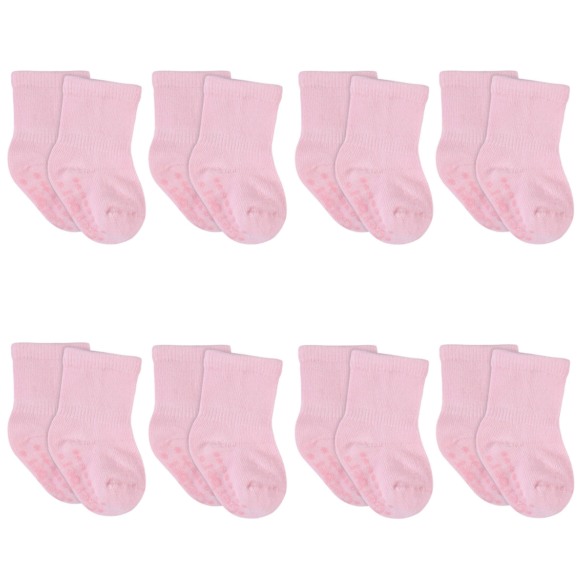 8-Pack Baby & Toddler Light Pink Wiggle-Proof Jersey Crew Socks