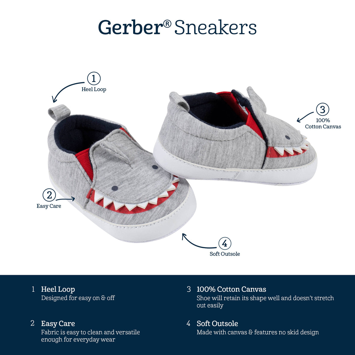 Baby Boys Shark Shoes-Gerber Childrenswear Wholesale