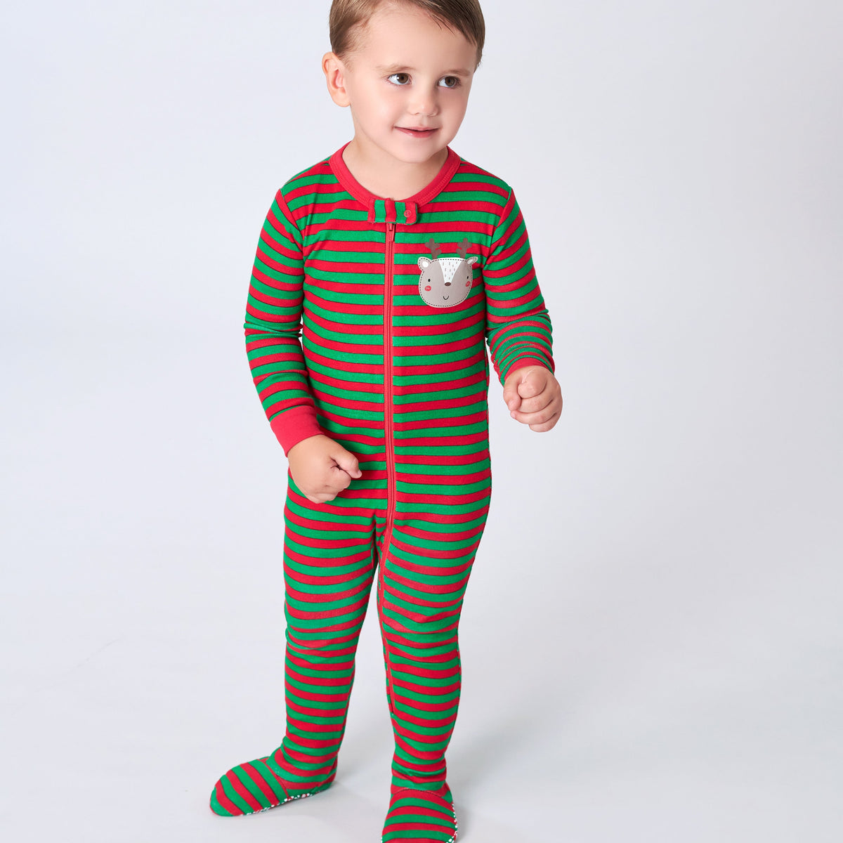 Baby Reindeer Snug Fit Footed Cotton Pajamas, lifestyle photo 1