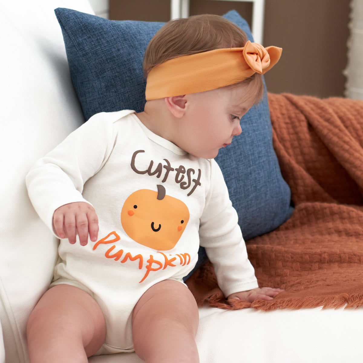 Baby Pumpkin Long Sleeve Onesies Bodysuit, lifestyle photo 1