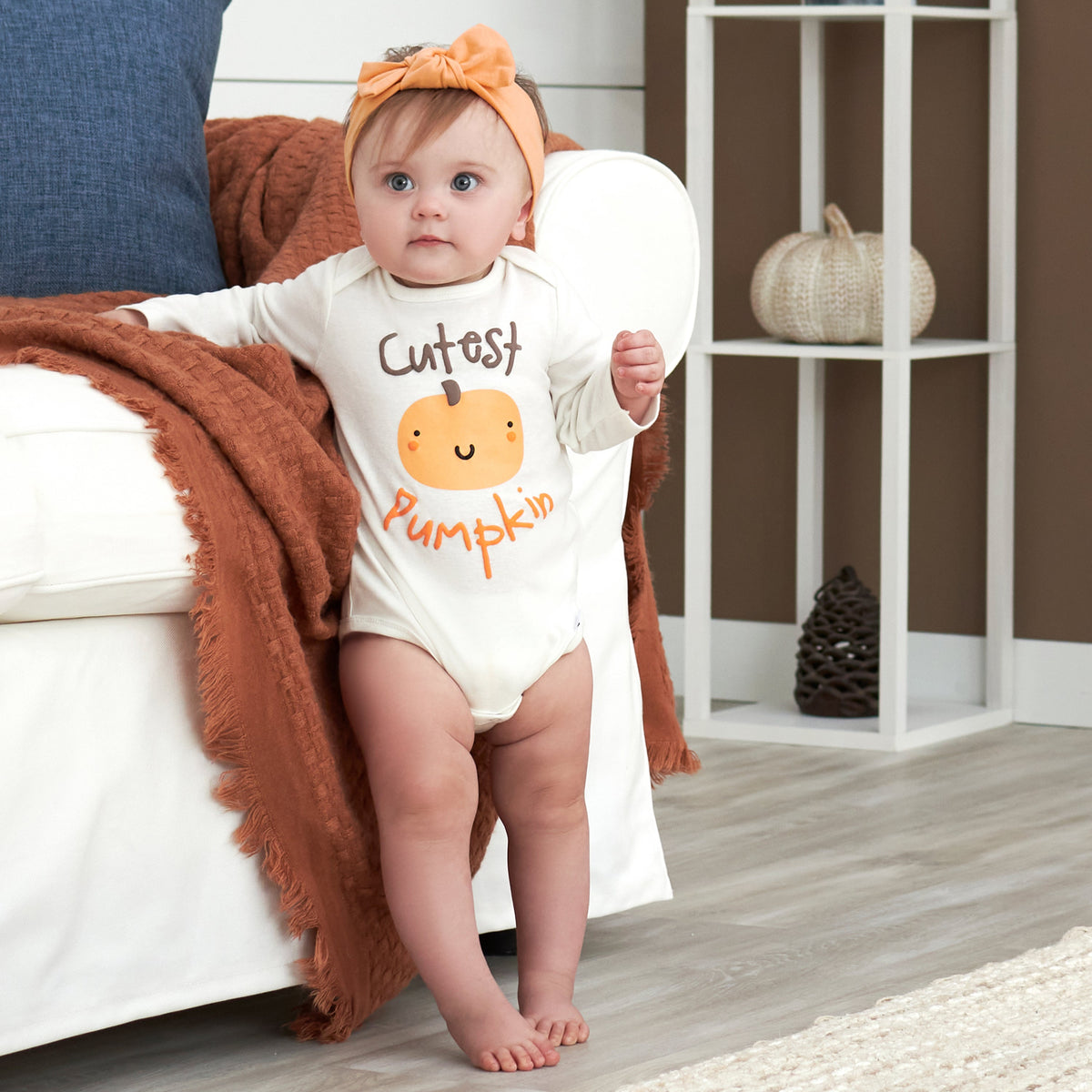 Baby Pumpkin Long Sleeve Onesies Bodysuit, lifestyle photo 3
