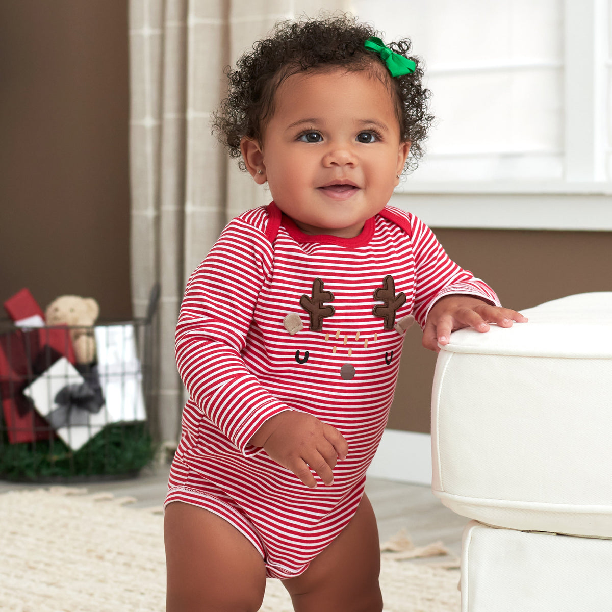Baby Reindeer Long Sleeve Onesies Bodysuit, lifestyle photo 1