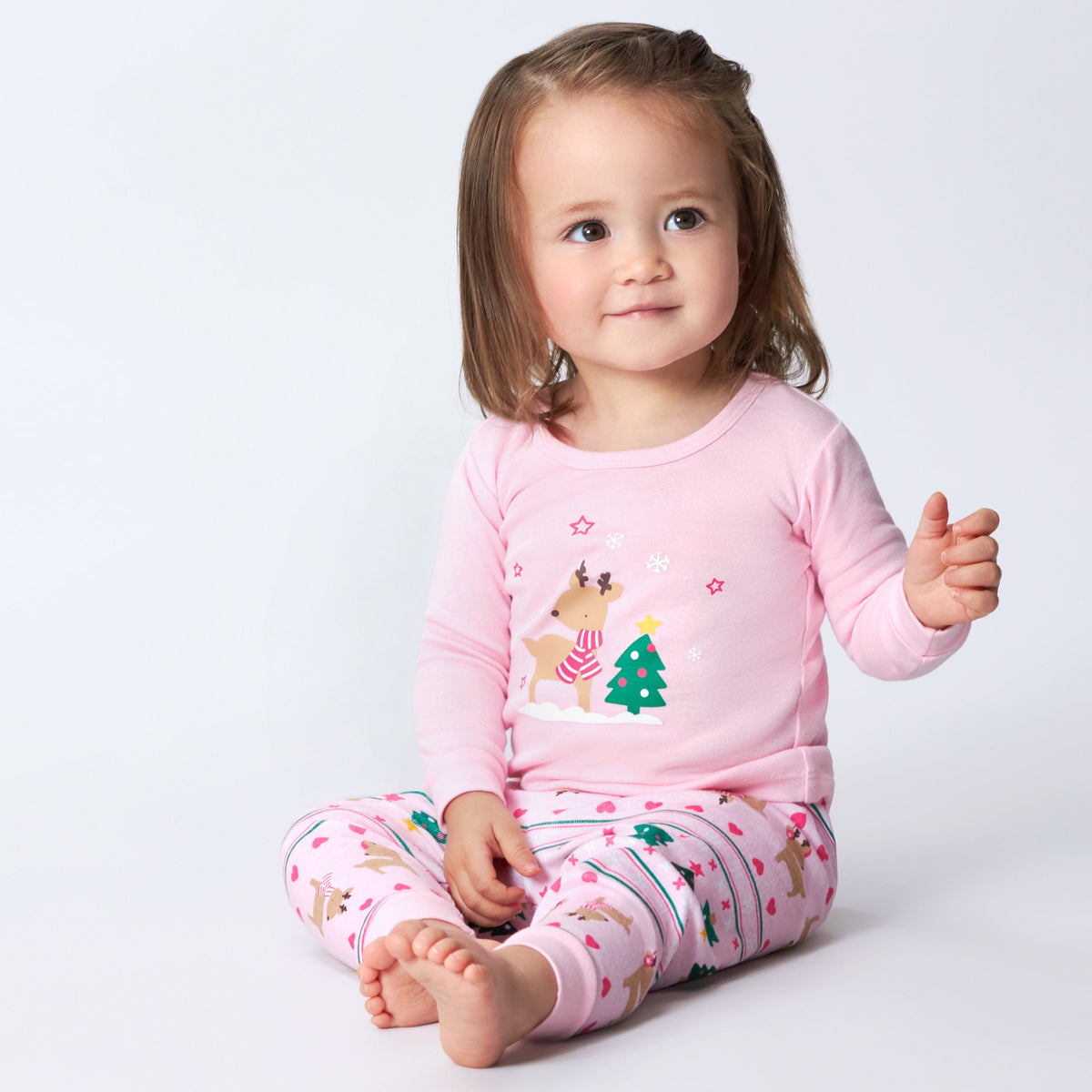 2-Piece Infant & Toddler Girls Winter Wonderland Snug Fit Cotton Pajamas, lifestyle photo 1
