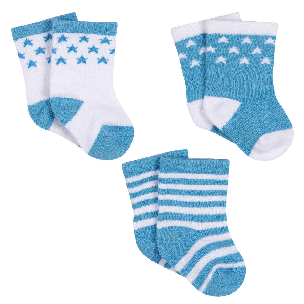 CASE of 20: 3-Pack Baby Boys Stars Jersey Crew Socks, view 2