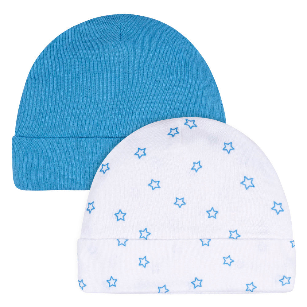 CASE of 12: 2-Pack Baby Boys Stars Caps, view 2