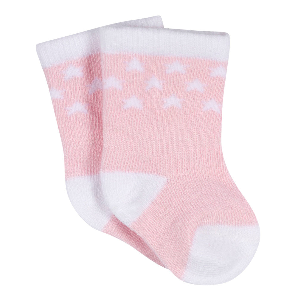 CASE of 20: 3-Pack Baby Girls Stars Jersey Crew Socks, additional view 1