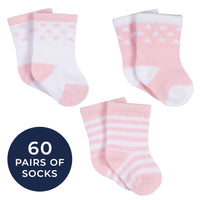 CASE of 20:  3-Pack Baby Girls Stars Jersey Crew Socks