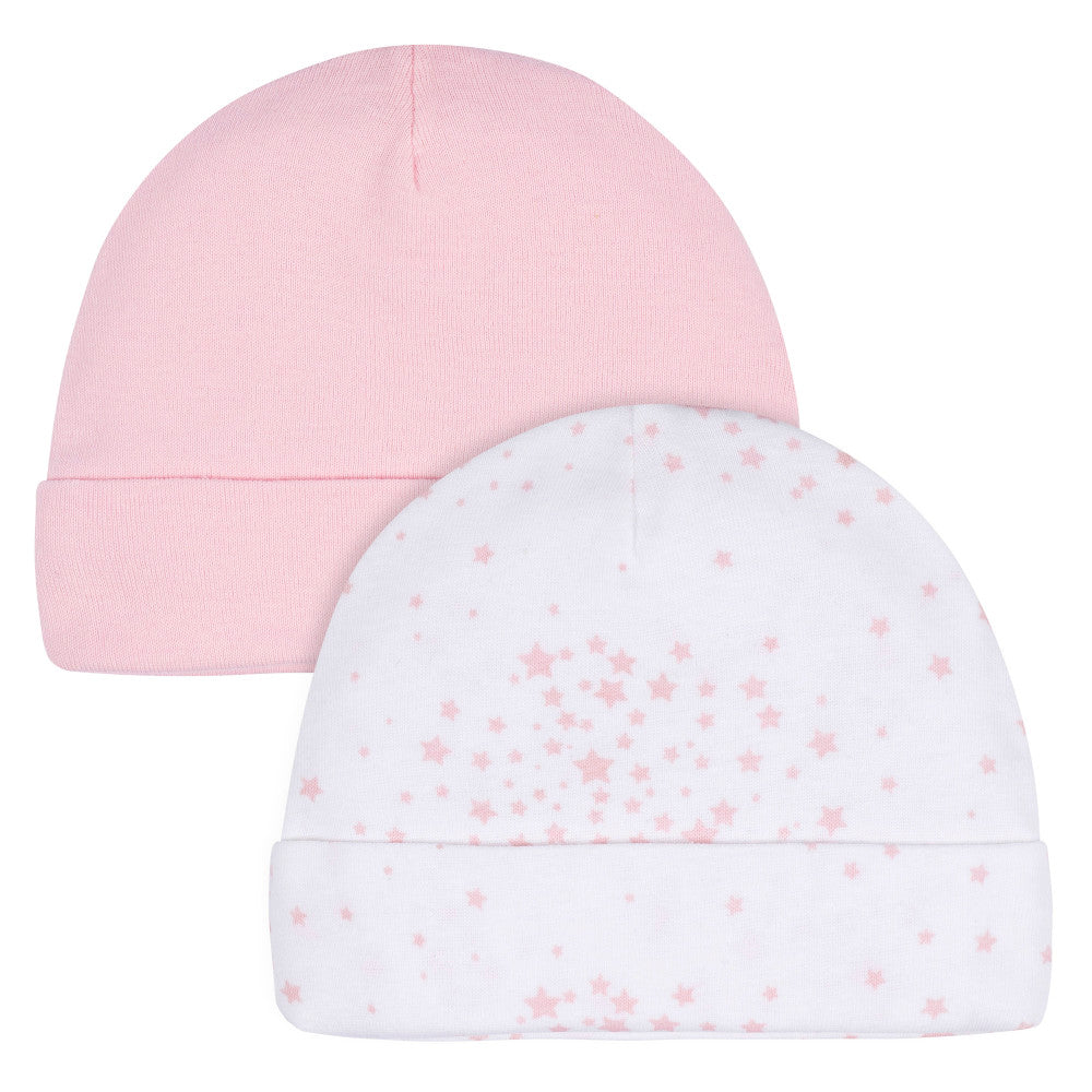 CASE of 12: 2-Pack Baby Girls Stars Caps, view 2