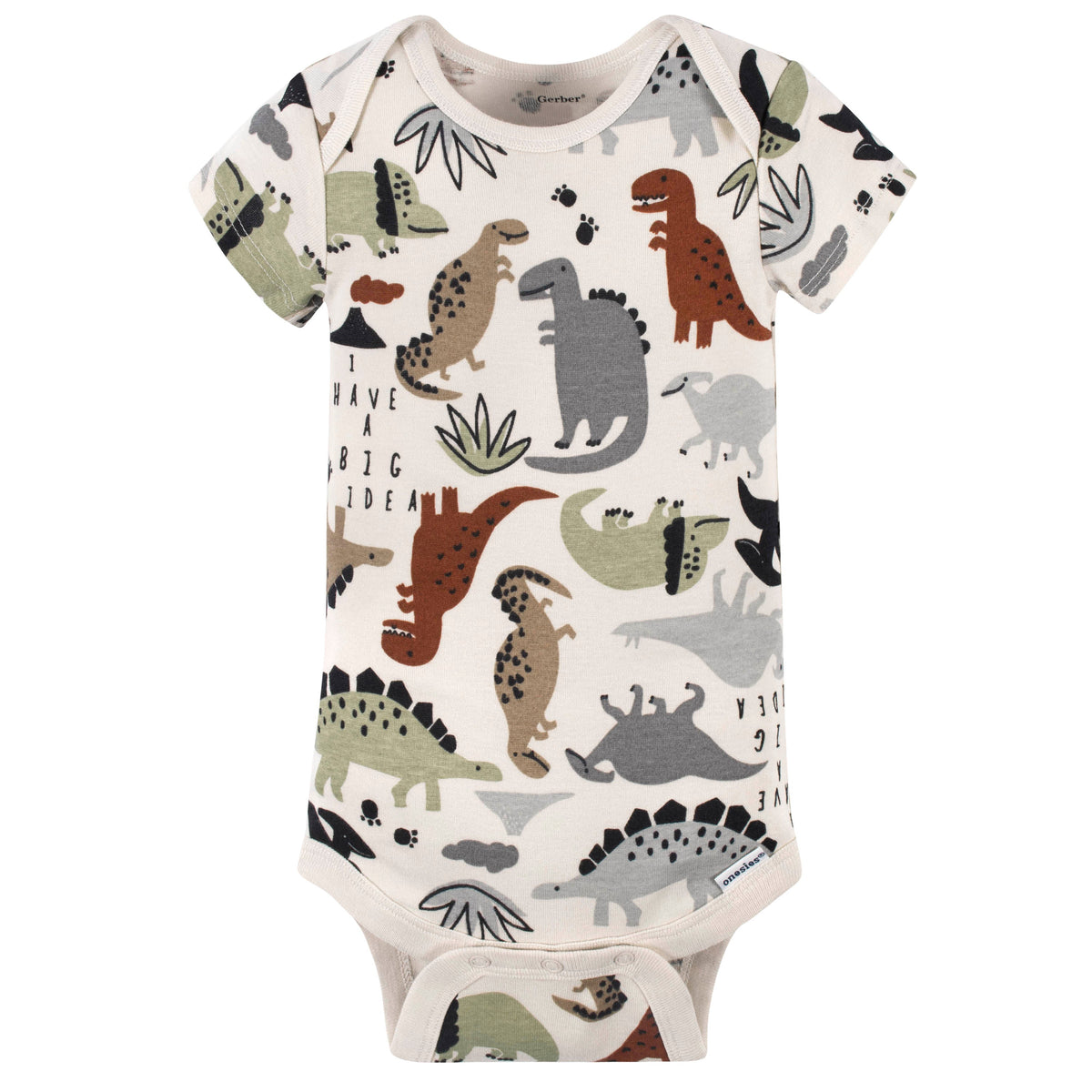 8-Pack Baby Boys Dino Short Sleeve Onesies Brand Bodysuits, additional view 2