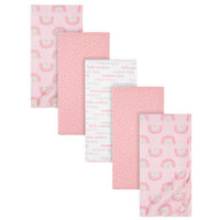 5-Pack Baby Girls Rainbows Flannel Receiving Blankets