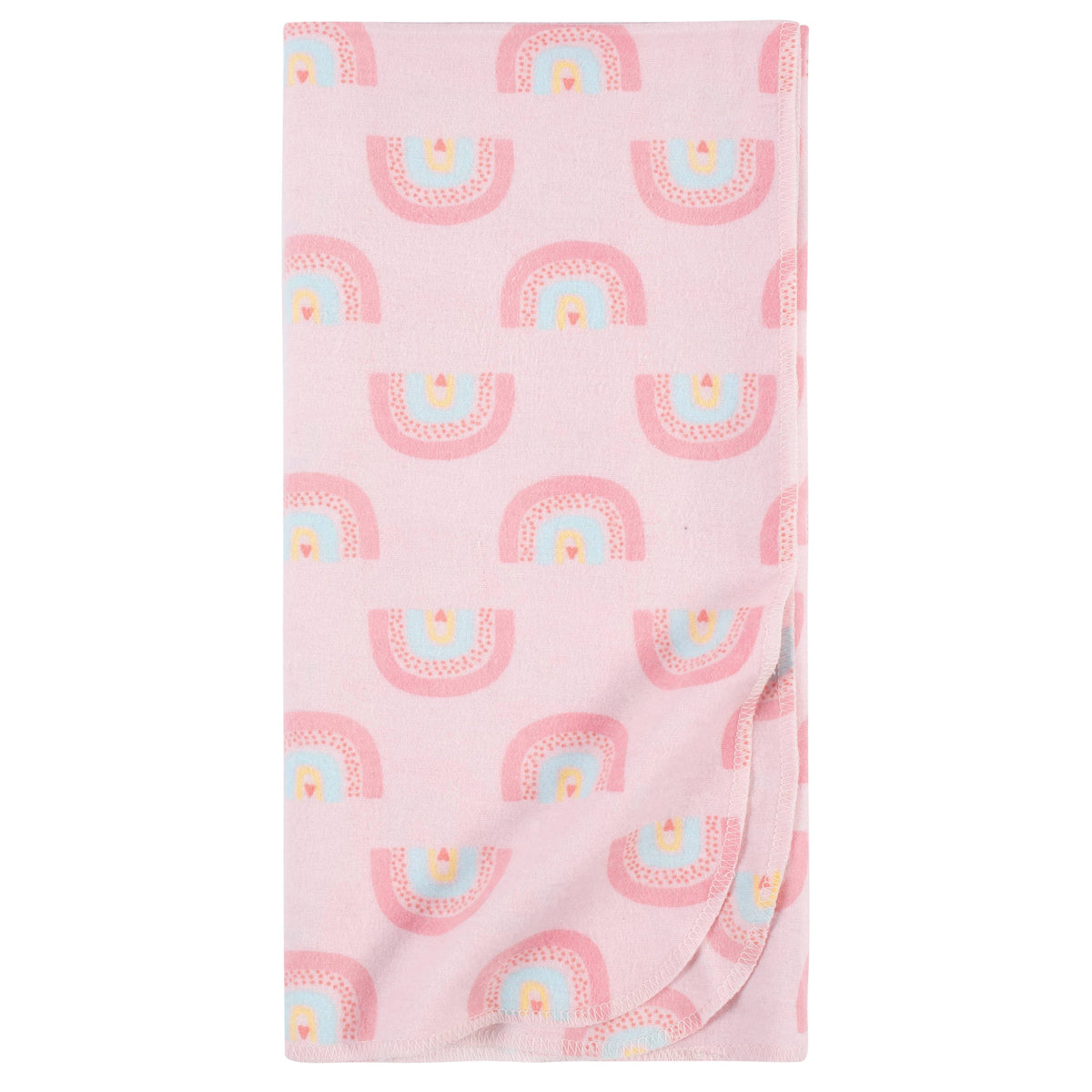 5-Pack Baby Girls Rainbows Flannel Receiving Blankets, additional view 1