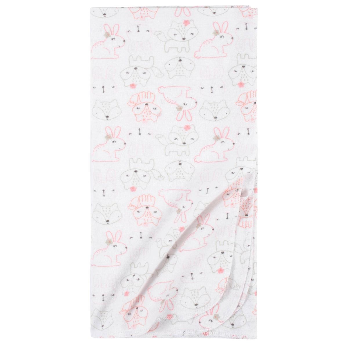 5-Pack Baby Girls Pink Critters Flannel Receiving Blankets, additional view 1