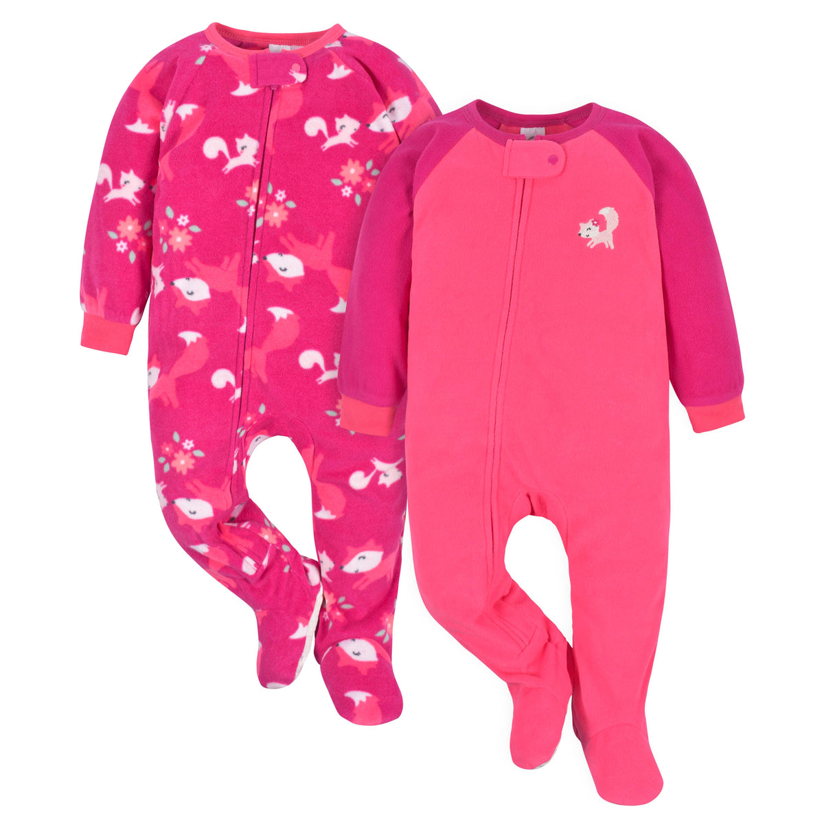 4-Pack Baby & Toddler Girls Fox & Floral Fleece Pajamas, view 9