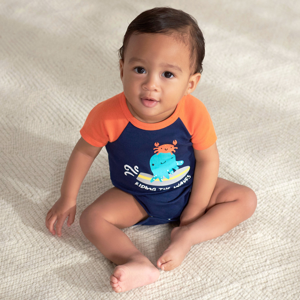 4-Pack Baby Boys Sea Friends Short Sleeve Onesies Bodysuits, lifestyle photo 4