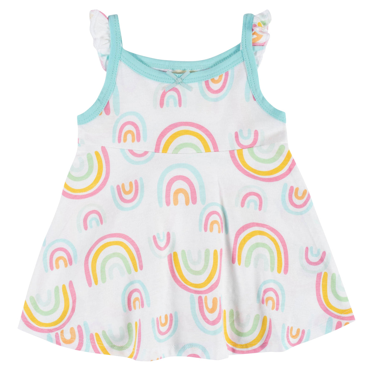 3-Piece Baby Girls Dots of Rainbows Dress, Diaper Cover & Sun Hat Set, additional view 1