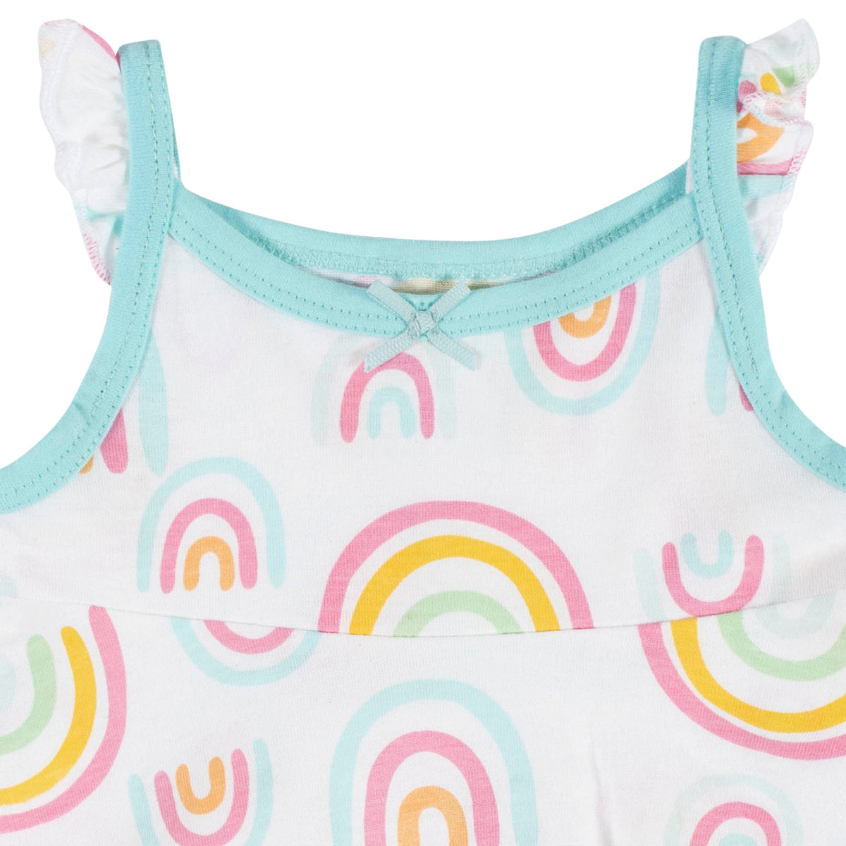 3-Piece Baby Girls Dots of Rainbows Dress, Diaper Cover & Sun Hat Set, close-up detail 1