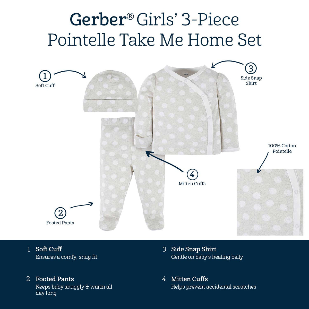 3-Piece Baby Girls Dots Of Rainbows Take Me Home Set-Gerber Childrenswear Wholesale