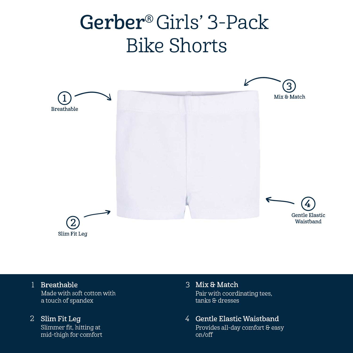 3-Pack Baby & Toddler Girls Picnic Day Dreams Pull-On Bike Shorts-Gerber Childrenswear Wholesale