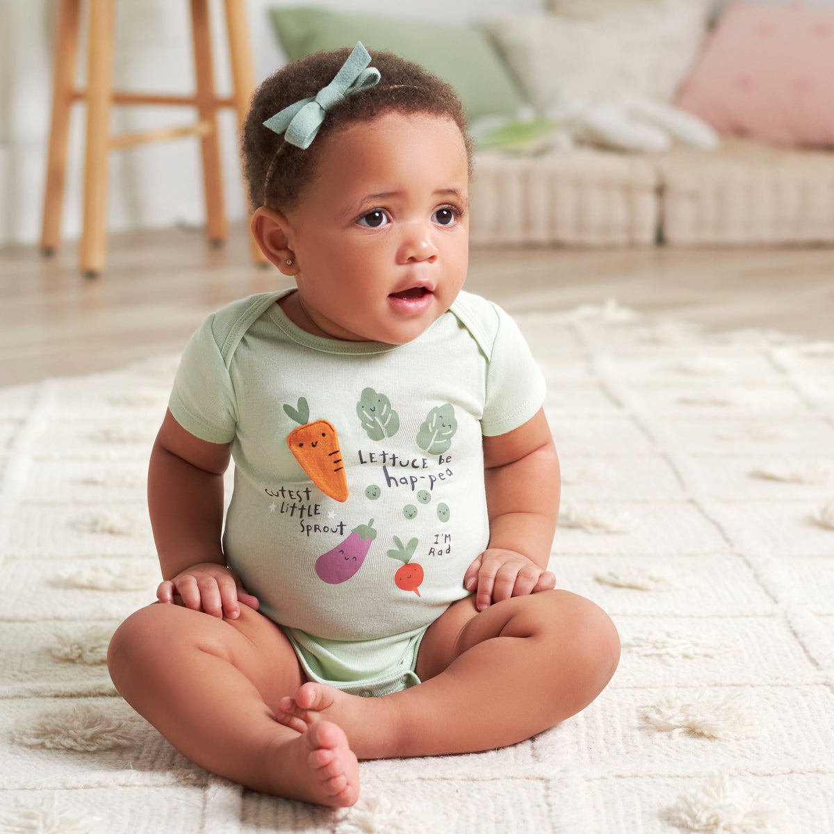 8-Pack Baby Neutral Happy Veggies Onesies Bodysuits, lifestyle photo 1