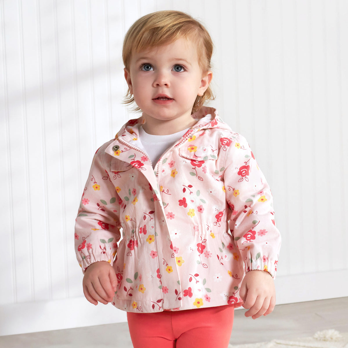 Infant & Toddler Girls Floral Hooded Cotton Twill Utility Jacket, lifestyle photo 4